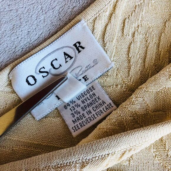 NWOT Oscar by Oscar de la Renta Petites Cream Knit Palms V-Neck Tank Top - Picture 2 of 8